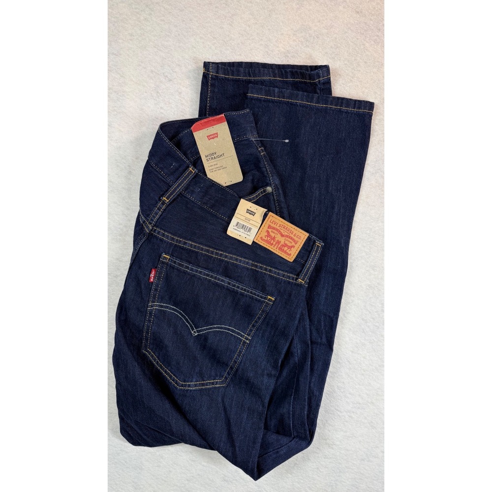 Levis Middy Jeans women's 32x30 Blue Denim DARK Wash zipper fly retro NWT